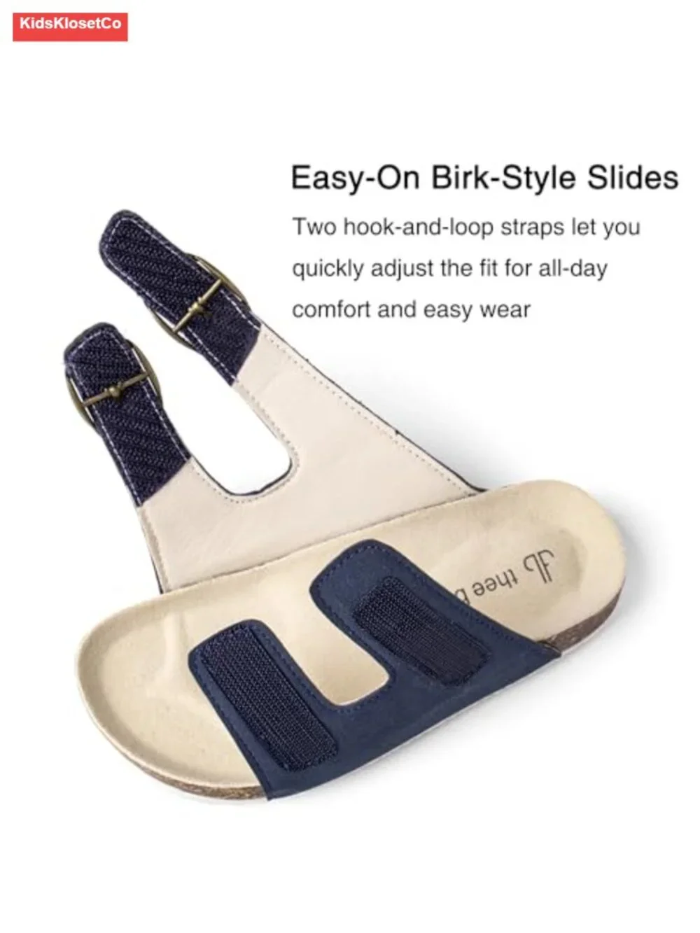 Boys Girls Cork Footbed Sandals Comfy Slides Adjustable Straps Indoor Outdoor